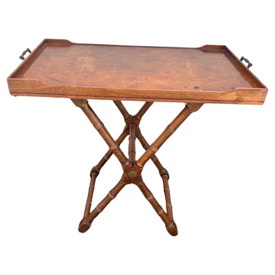 Pre-owned Drexel Vintage  Burl Wood Butler's Tray Table In Brown
