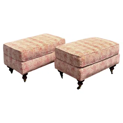 Pre-owned Drexel Vintage  Heritage French Provincial Cheetah Print Ottomans, A Pair In Brown