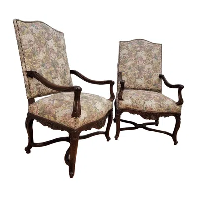 Pre-owned Drexel Vintage  Heritage French Provincial Louis Xv Style Armchairs - Pair In Brown