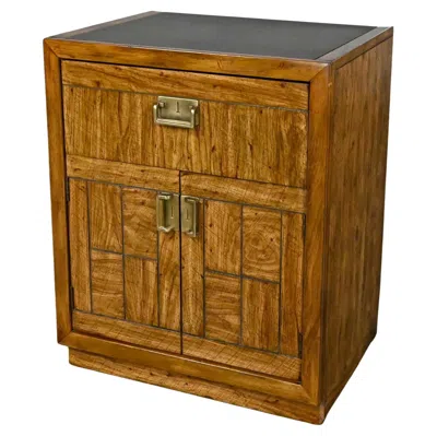 Pre-owned Drexel Vintage  Weatherwood Collection Campaign Style End Table Cabinet Or Chest In Brown