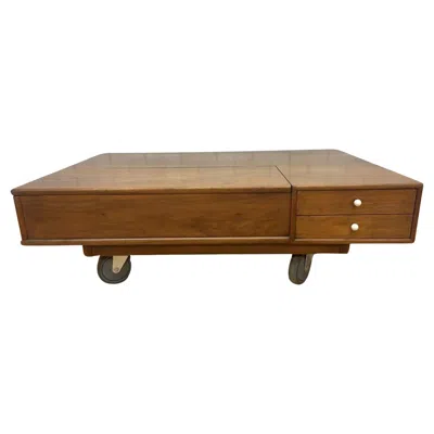 Pre-owned Drexel Vintage Mcm Walnut Coffee Table Designed After Kipp Stewart For  In Brown