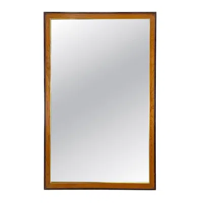 Pre-owned Drexel Vintage Modern Burl Wood And Brass Trim Wall Mirror Attributed  Heritage In Brown
