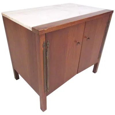 Pre-owned Drexel Vintage Modern Marble-top End Table By  In Brown