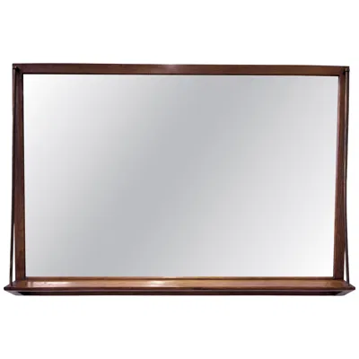 Pre-owned Drexel Wall Mirror With Brass Trim And Walnut, Mid-century 1955 In Brown