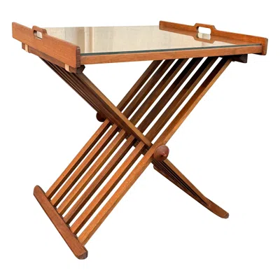 Pre-owned Drexel Walnut Campaign Tray Table By Kipp Stewart And Stewart Mcdougal For  In Brown