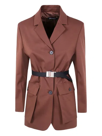 Drhope Belted Blazer In Brown