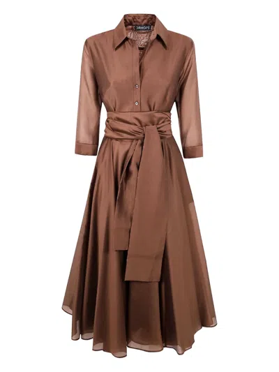 Drhope Belted Midi Dress In Brown
