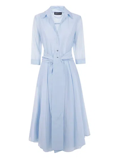 Drhope Belted Midi Shirt Dress In Blue