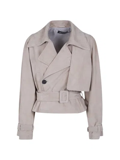 Drhope Belted Suede Jacket In Brown