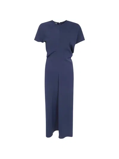 Drhope Short-sleeve Draped Midi Dress In Brown