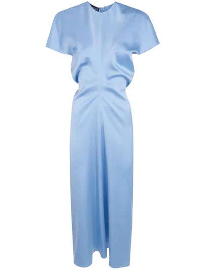 Drhope Bias Cut Crew Neck Dress In Blue