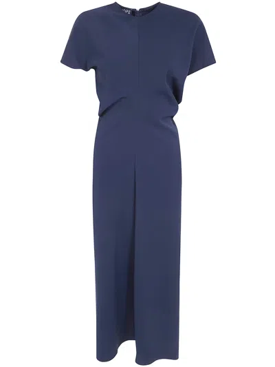 Drhope Bias Cut Crew Neck Dress In Blue