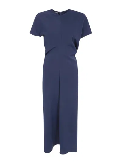 Drhope Bias Cut Crew Neck Dress In Blue