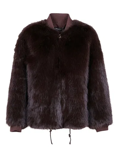 Drhope Bomber Faux-fur Coat In Brown