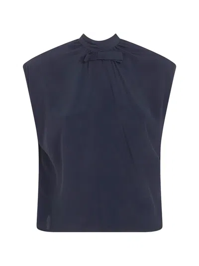 Drhope Bow-detail Sleeveless Blouse In Blue