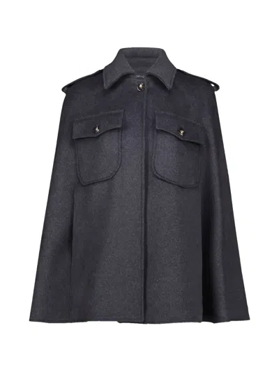 Drhope Button-up Wool Cape In Gray