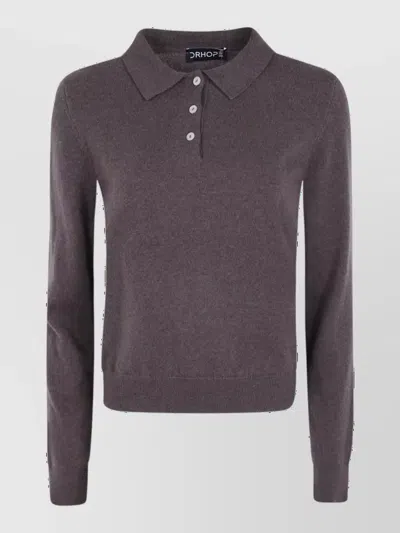 Drhope Cashmere Polo Jumper In Brown