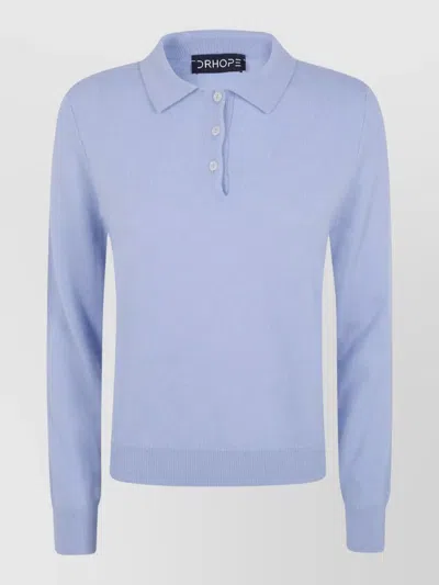 Drhope Cashmere Polo Jumper Tribeca In Blue