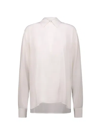 Drhope Concealed-placket High-low Shirt In Neutrals