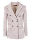 Drhope Corduroy Double-breasted Blazer In Neutral