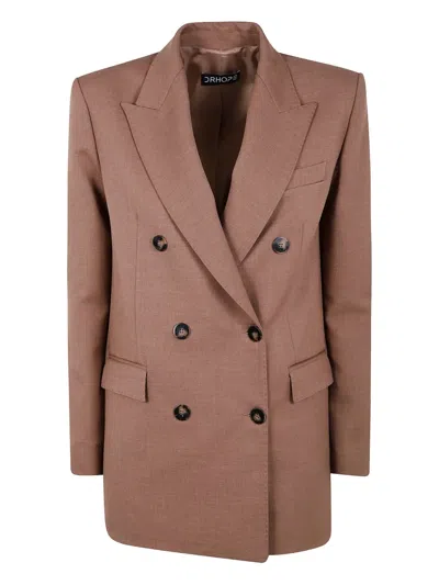 Drhope Double-breasted Blazer In Brown
