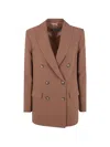 Drhope Double Breasted Blazer Jacket In Brown