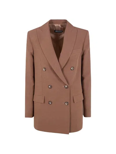 Drhope Double Breasted Blazer Jacket In Brown