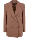 Drhope Double Breasted Blazer Jacket In Brown