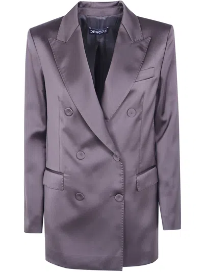 Drhope Double Breasted Blazer Jacket In Brown