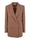 Drhope Double Breasted Blazer Jacket In Brown