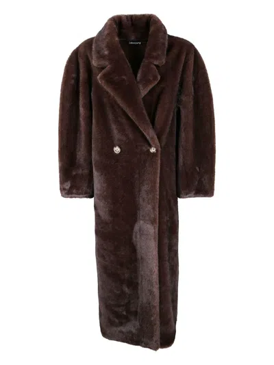 DRHOPE DOUBLE-BREASTED FAUX-FUR COAT