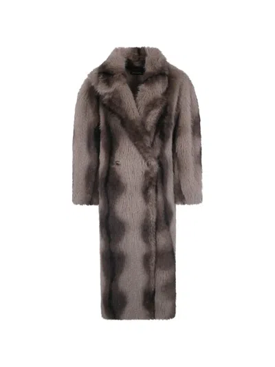 Drhope Double-breasted Faux-fur Coat In Gray