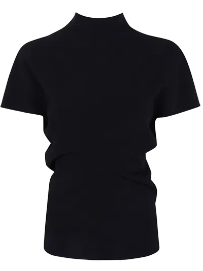 Drhope Draped High-neck T-shirt In Black