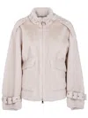 Drhope Buckle-details Faux-fur Jacket In Neutral