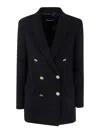 Drhope Gold Bott. Double Breasted Coat In Black