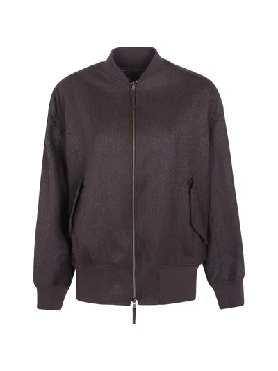 Drhope Herringbone-pattern Wool Bomber Jacket In Black