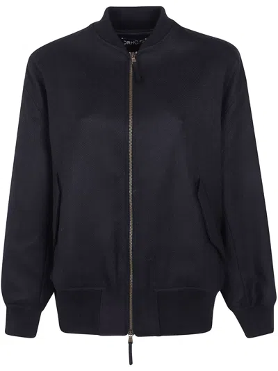 Drhope Herringbone-weave Bomber Jacket In Blue