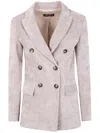 Drhope Corduroy Double-breasted Blazer In Nude