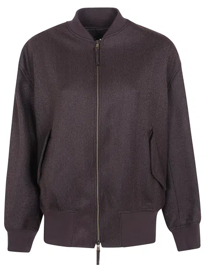 Drhope Jacket Wool Blend "maxi Bomber" In Brown