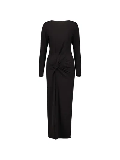 Drhope Knot-detail Long-sleeve Maxi Dress In Black