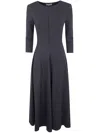 Drhope Quarter-sleeve Pleated Midi Dress In Blue