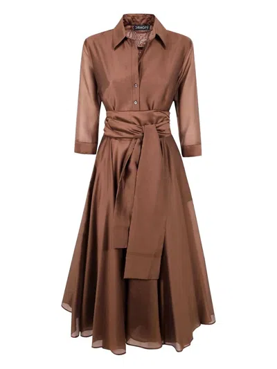 Drhope Long Round Dress In Brown