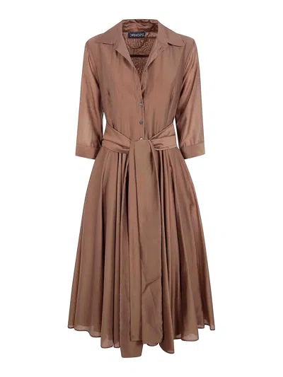 Drhope Long Round Dress In Brown