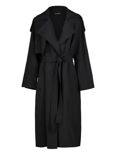 Drhope Long-slevees Trench Coat In Black