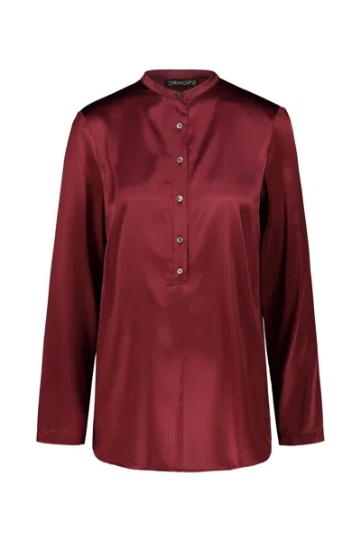 Drhope Mandarin Collar Blouse In Bordeaux