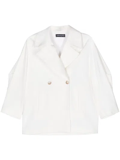 Drhope Notched-lapels Double-breasted Blazer In White