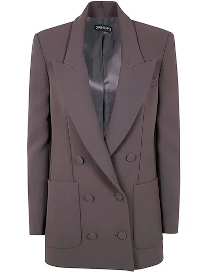 Drhope Over Double Breasted Coat In Brown