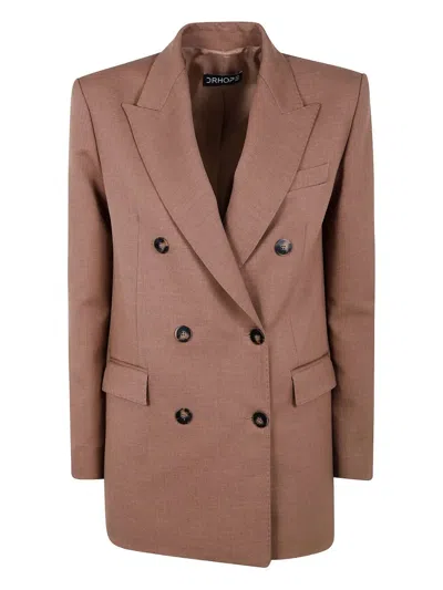 DRHOPE OVERSIZED DOUBLE BREASTED BLAZER,4731.4334 43 TOBACCO
