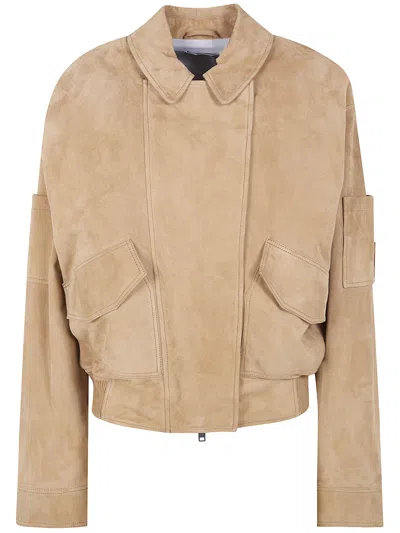 Drhope Oversized Nappa Vintage Bomber Jacket In Brown