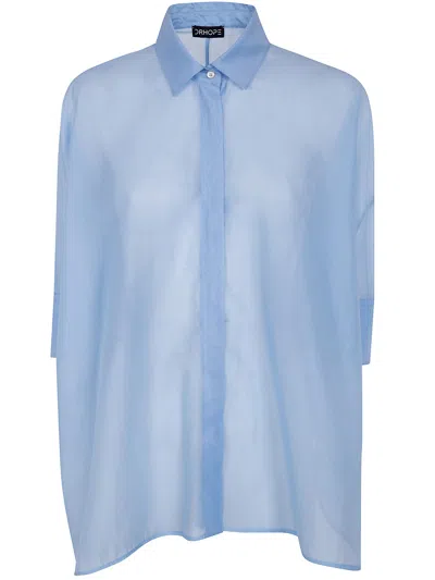 Drhope Sheer Button-up Shirt In Blue
